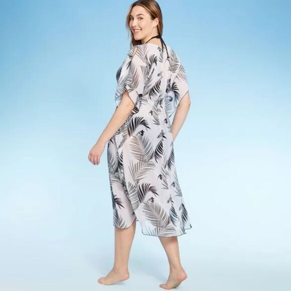 New Botanical Print Midi Swim Suit Coverup M - Picture 5 of 5